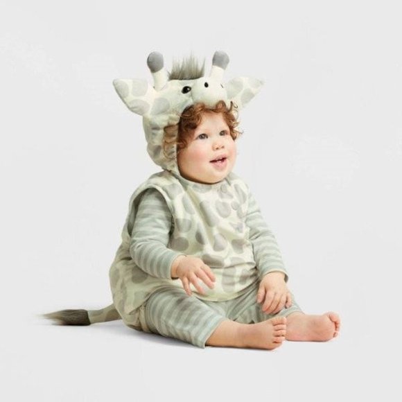 Baby Giraffe Halloween Costume 6/12 mths Gray 3 Piece Plush Outfit Girls - Picture 1 of 3
